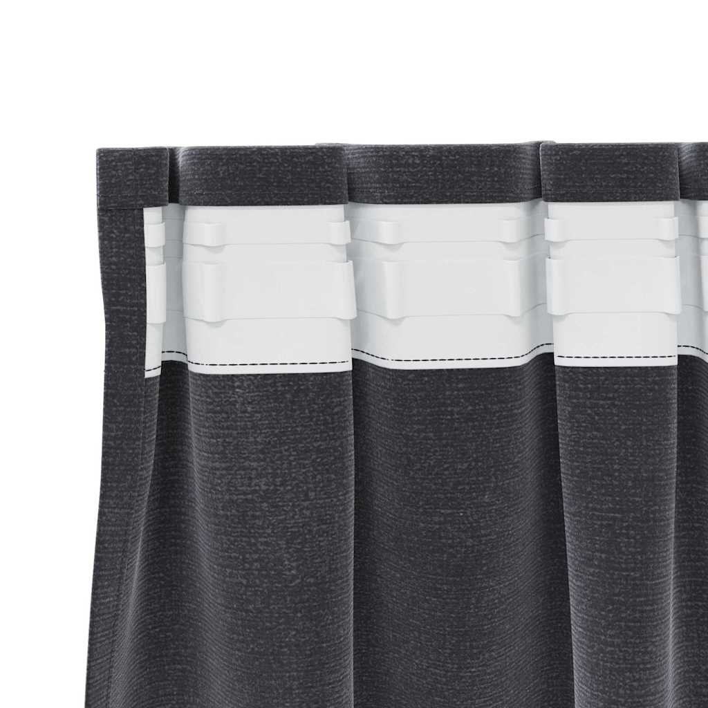 vidaXL Rideaux occultants 2 pcs Gris foncé 140 x 245 cm Velours