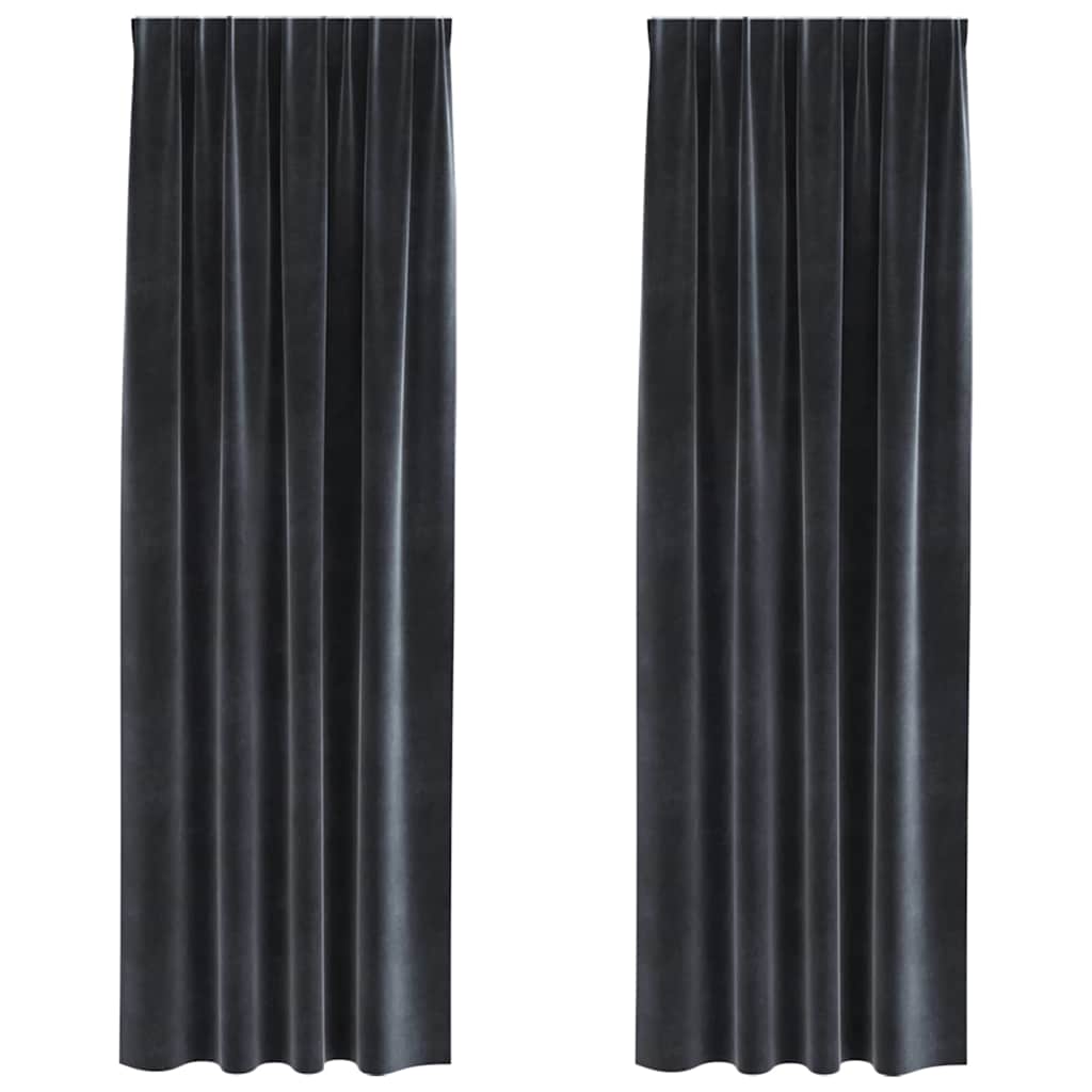 vidaXL Rideaux occultants 2 pcs Gris foncé 140 x 245 cm Velours