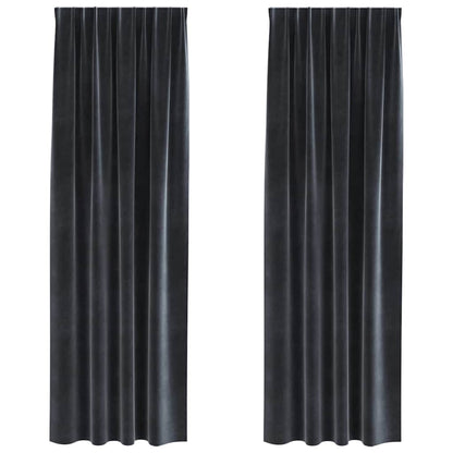 vidaXL Rideaux occultants 2 pcs Gris foncé 140 x 245 cm Velours