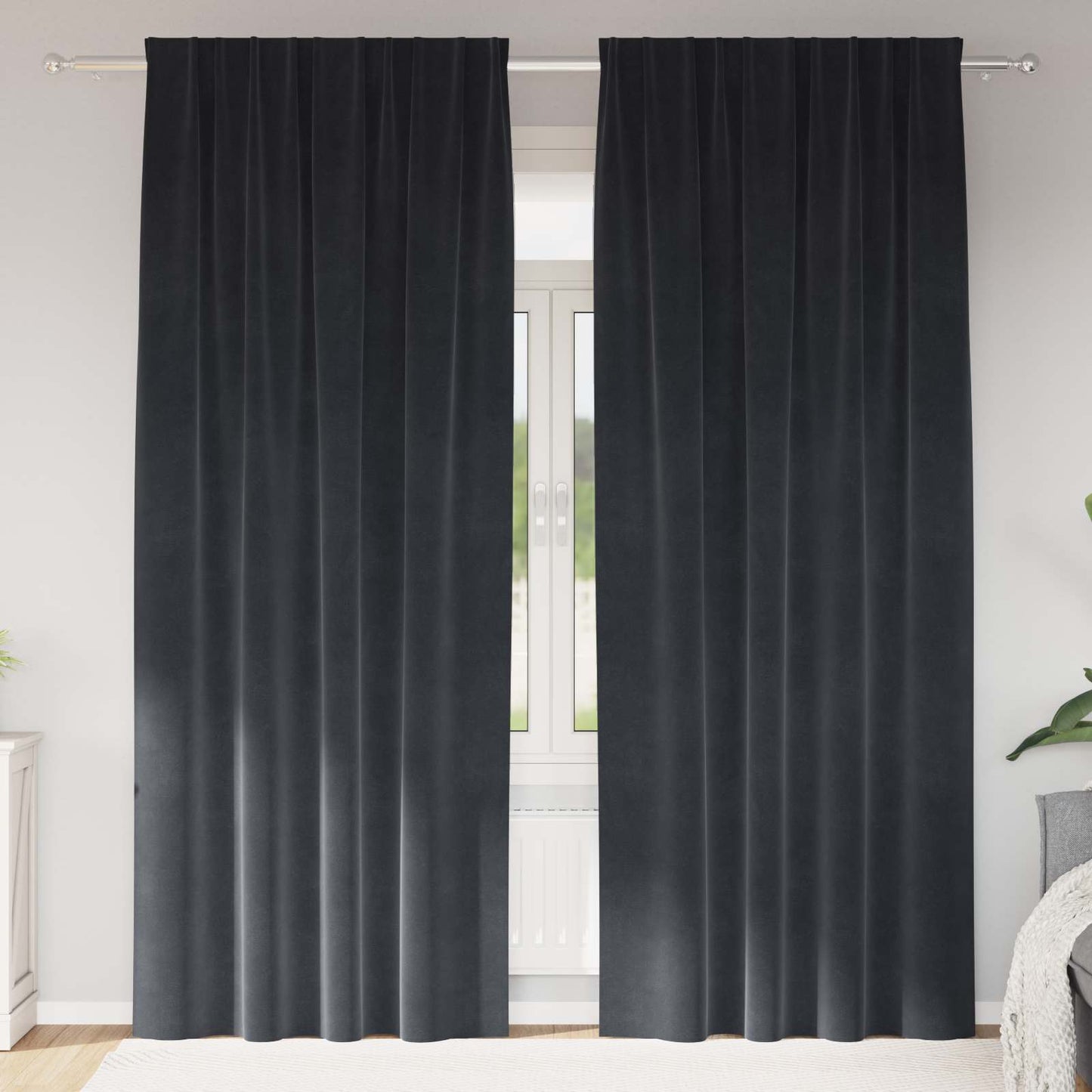 vidaXL Rideaux Occultants 2 pcs Gris Foncé 140 x 260 cm Velours
