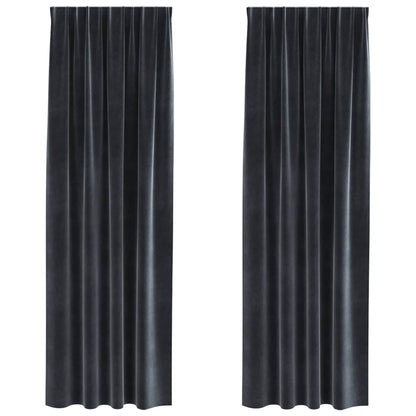 vidaXL Rideaux Occultants 2 pcs Gris Foncé 140 x 260 cm Velours