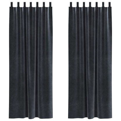vidaXL Rideaux occultants 2 pcs Gris foncé 140 x 225 cm Velours