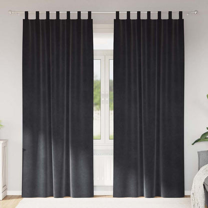 vidaXL Rideaux occultants 2 pcs Gris foncé 140 x 245 cm Velours
