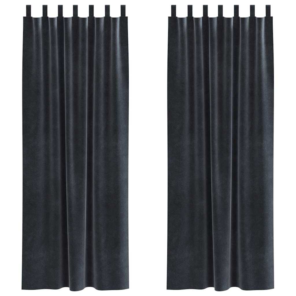 vidaXL Rideaux occultants 2 pcs Gris foncé 140 x 245 cm Velours