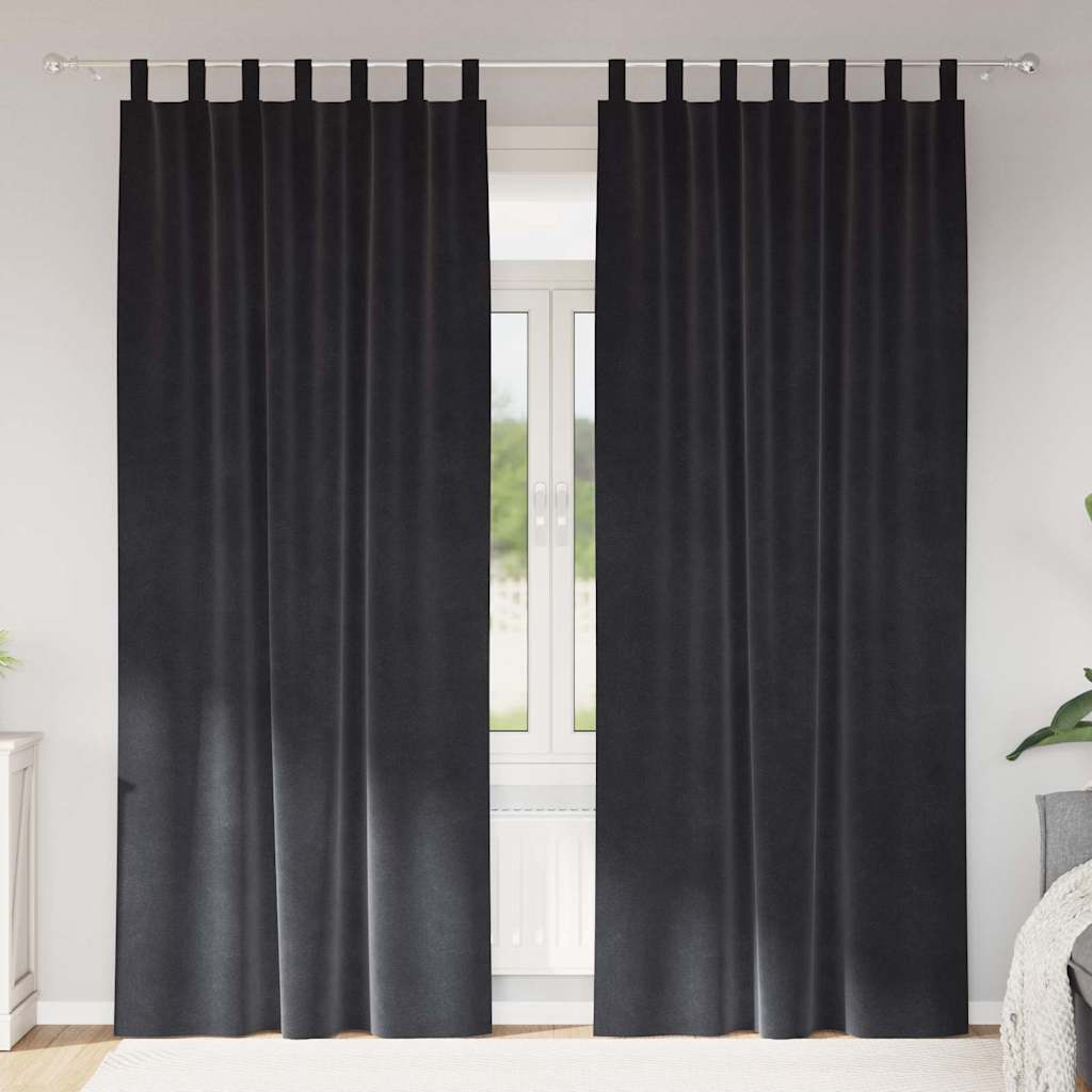 vidaXL Rideaux occultants 2 pcs Gris foncé 140 x 260 cm Velours