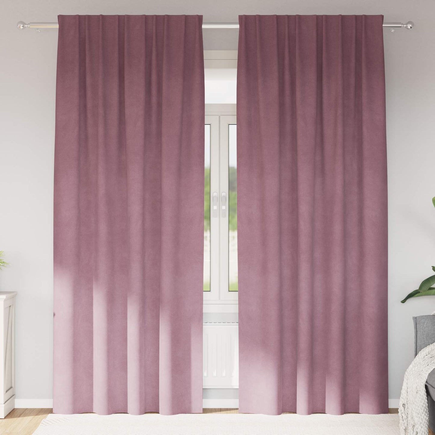 vidaXL Verdunkelungsvorhänge 2 pcs Dunkelrosa 140 x 260 cm Samt