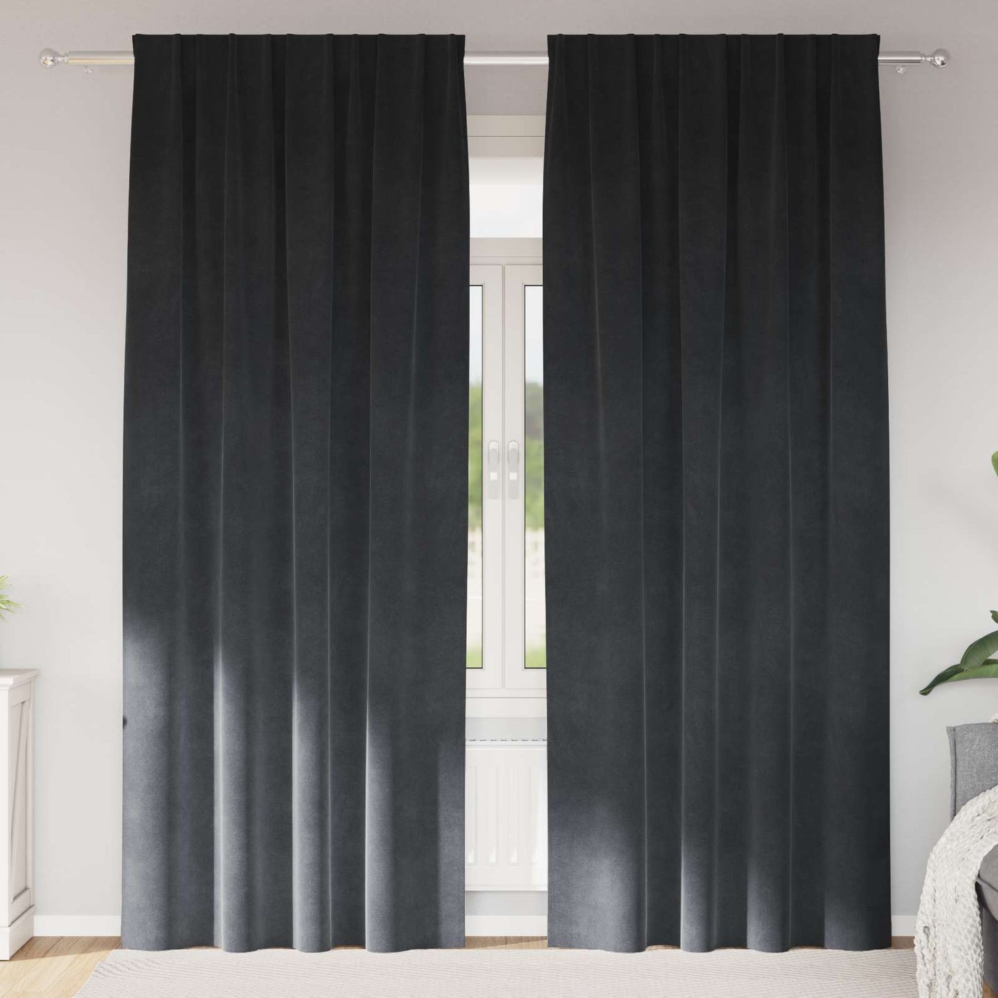 vidaXL Verdunkelungsvorhänge 2 pcs Hellgrau 140 x 260 cm Samt