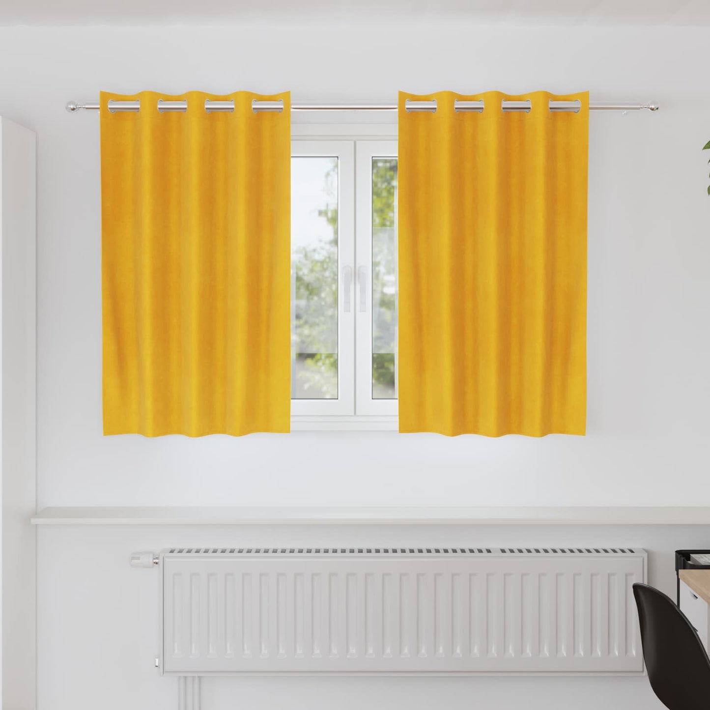 vidaXL Verdunkelungsvorhänge 2 pcs Senfgelb 140 x 140 cm Samt