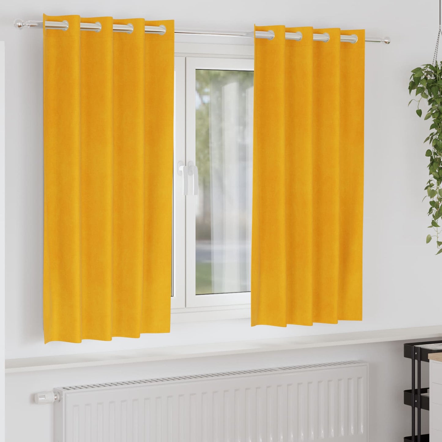 Verdunkelungsvorhänge 2 pcs Senfgelb 140 x 175 cm Samt