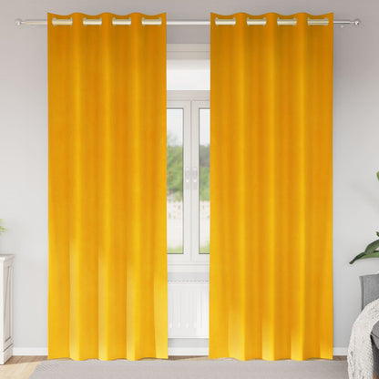 vidaXL Verdunkelungsvorhänge 2 pcs Senfgelb 140 x 225 cm Samt