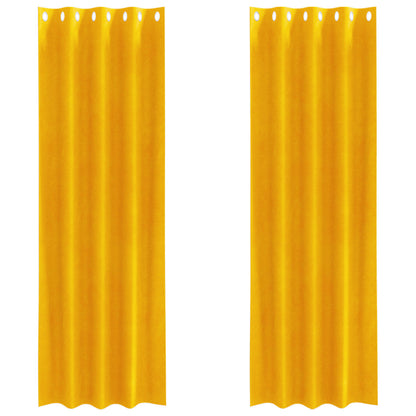 vidaXL Verdunkelungsvorhänge 2 pcs Senfgelb 140 x 260 cm Samt