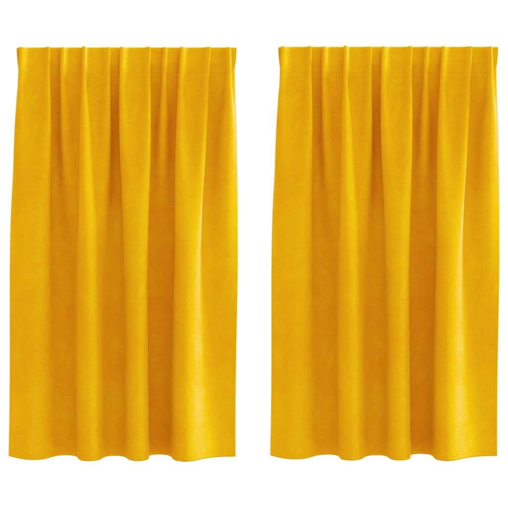 Verdunkelungsvorhänge 2 pcs Senfgelb 140 x 140 cm Samt