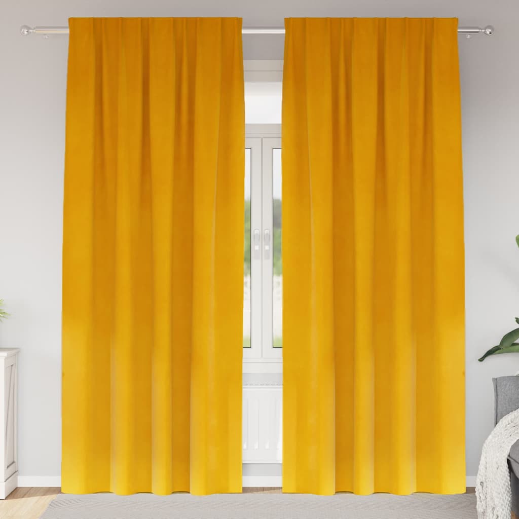 vidaXL Verdunkelungsvorhänge 2 pcs Senfgelb 140 x 225 cm Samt