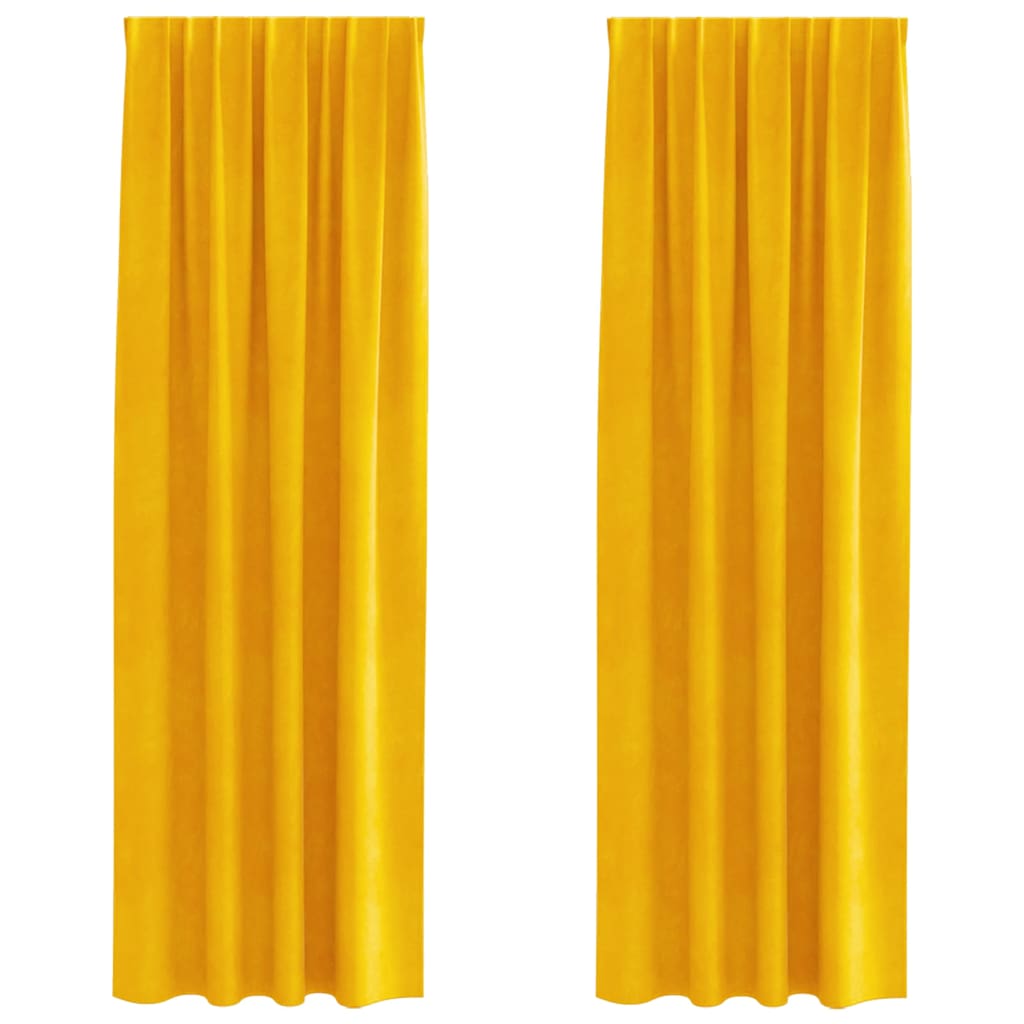 Verdunkelungsvorhänge 2 pcs Senfgelb 140 x 245 cm Samt