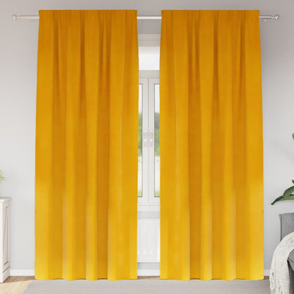 vidaXL Verdunkelungsvorhänge 2 pcs Senfgelb 140 x 260 cm Samt