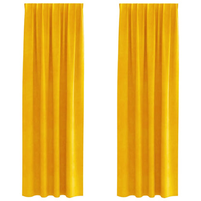 vidaXL Verdunkelungsvorhänge 2 pcs Senfgelb 140 x 260 cm Samt