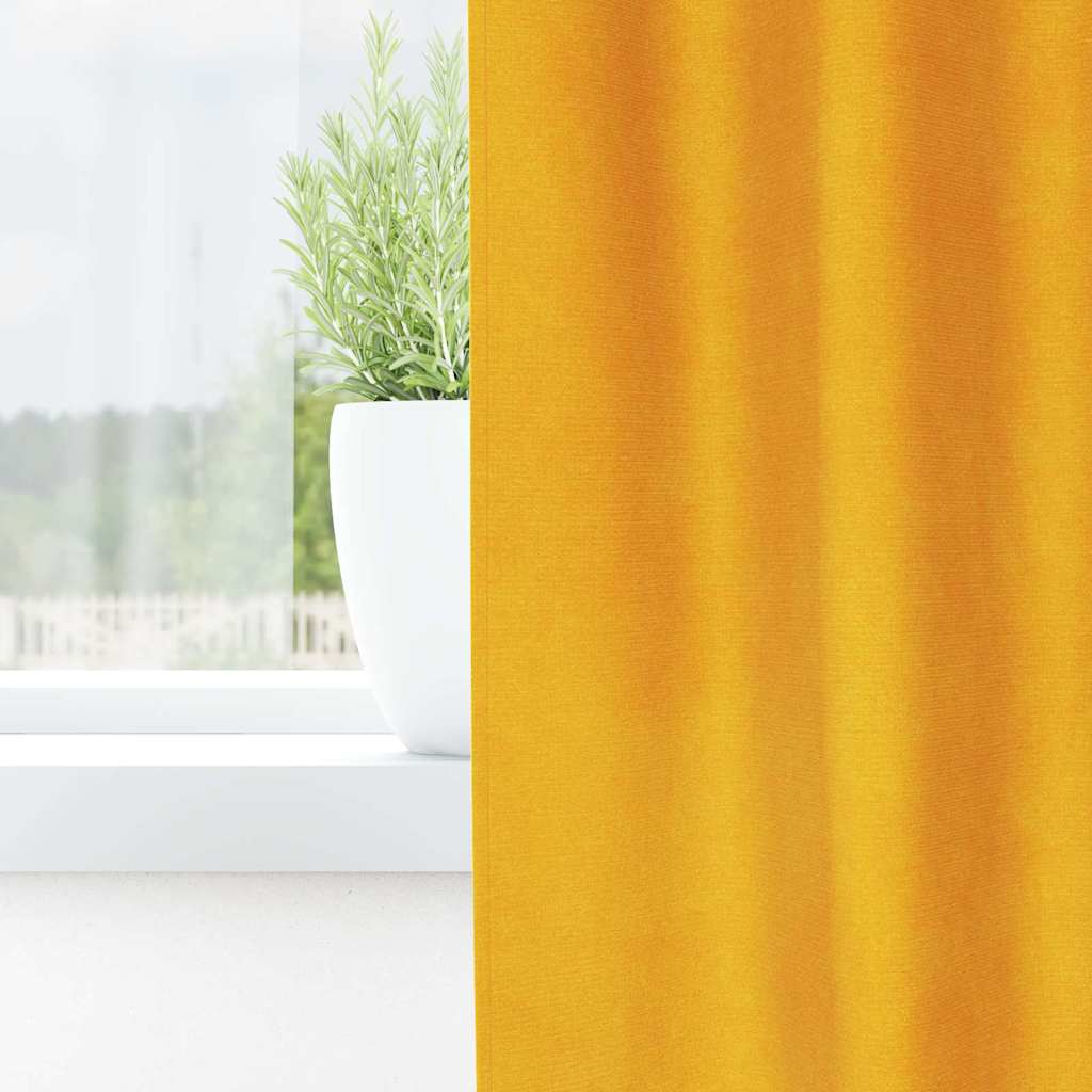 vidaXL Verdunkelungsvorhänge 2 pcs Senfgelb 140 x 140 cm Samt