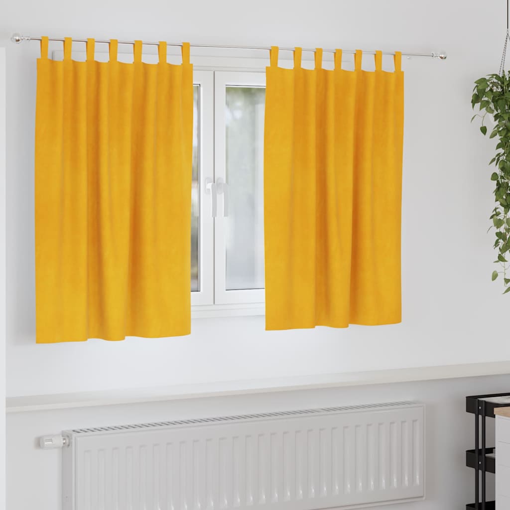 vidaXL Verdunkelungsvorhänge 2 pcs Senfgelb 140 x 140 cm Samt