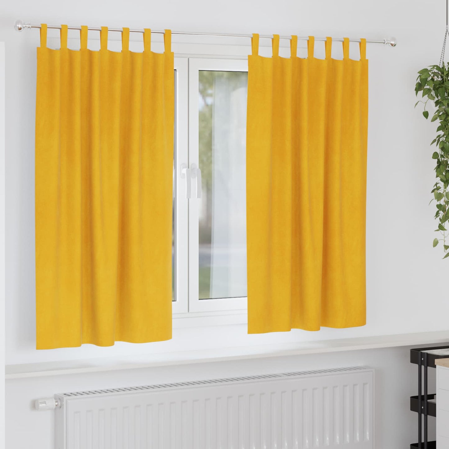 vidaXL Verdunkelungsvorhänge 2 pcs Senfgelb 140 x 175 cm Samt