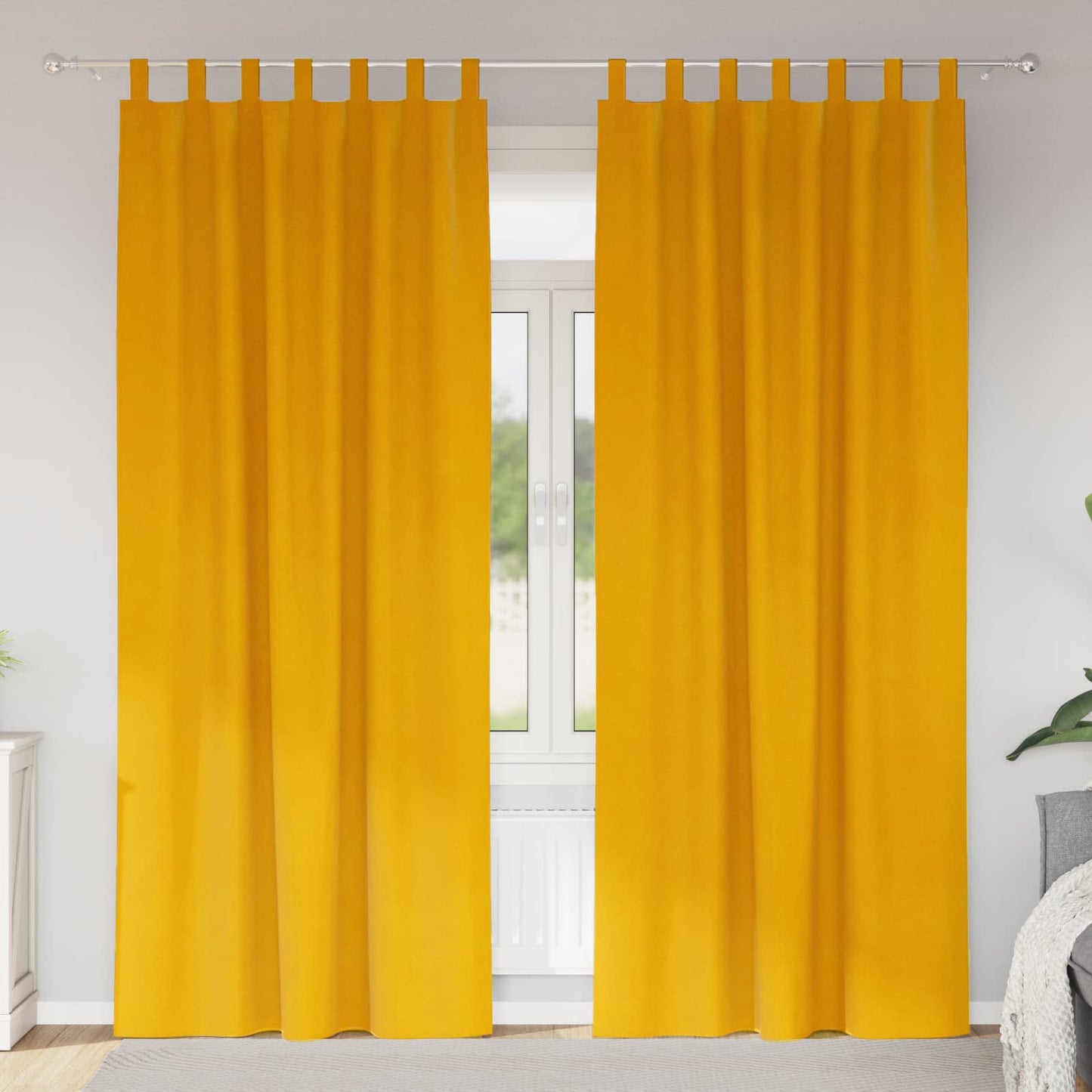 Verdunkelungsvorhänge 2 pcs Senfgelb 140 x 245 cm Samt