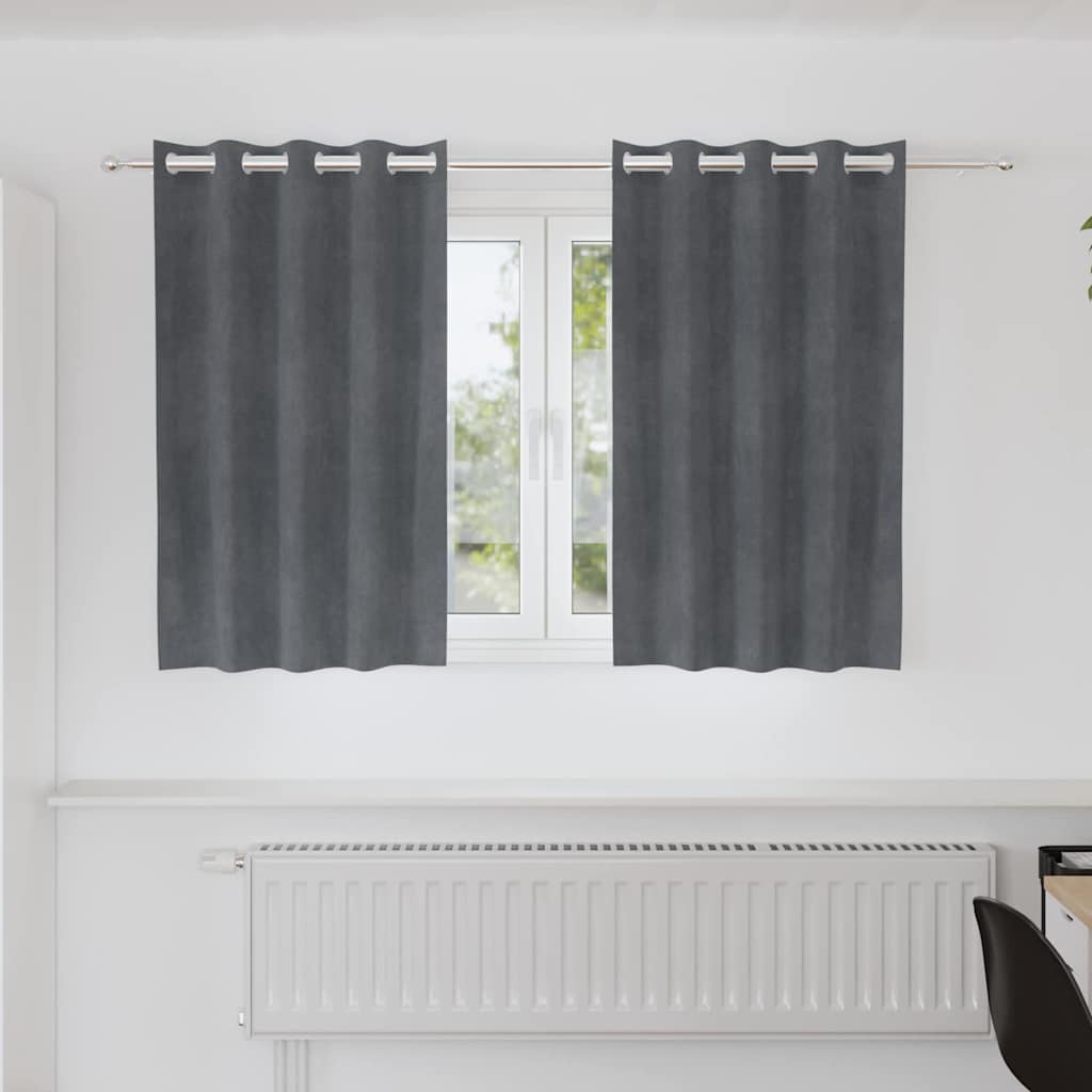 vidaXL Verdunkelungsvorhänge 2 pcs Hellgrau 140 x 140 cm Samt