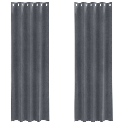 vidaXL Verdunkelungsvorhänge 2 pcs Hellgrau 140 x 260 cm Samt
