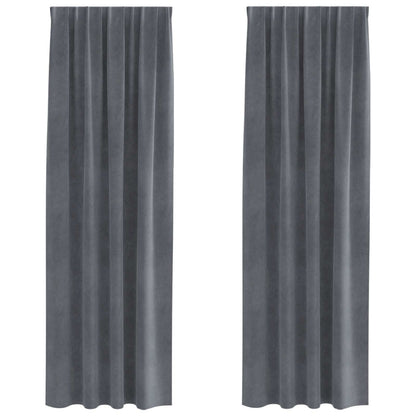 Verdunkelungsvorhänge 2 pcs Hellgrau 140 x 245 cm Samt