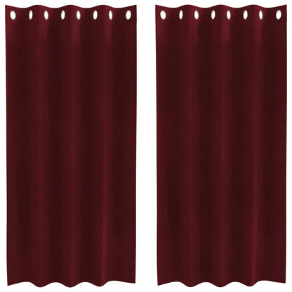 vidaXL Verdunkelungsvorhänge 2 pcs Weinrot 140 x 175 cm Samt