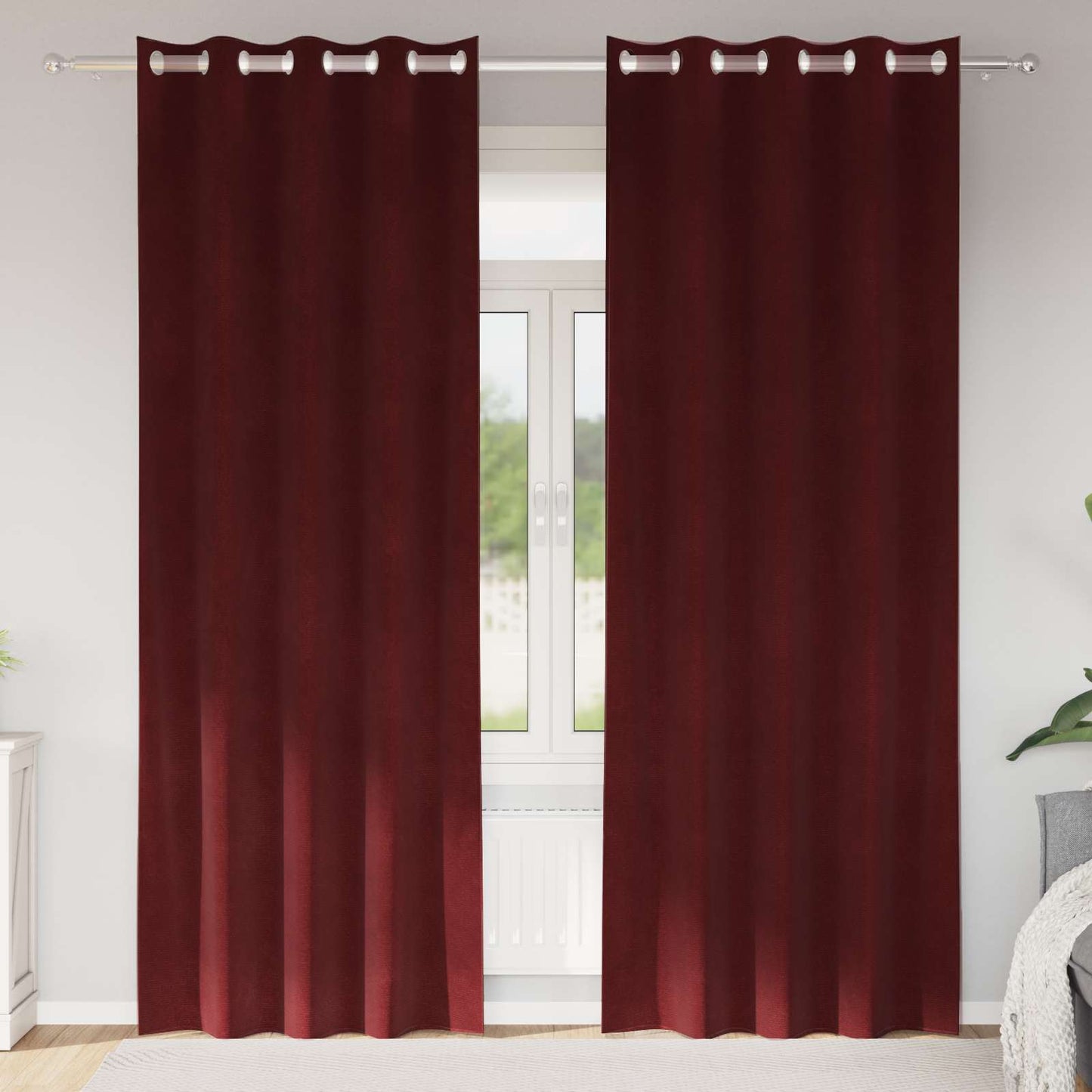 vidaXL Verdunkelungsvorhänge 2 pcs Weinrot 140 x 245 cm Samt