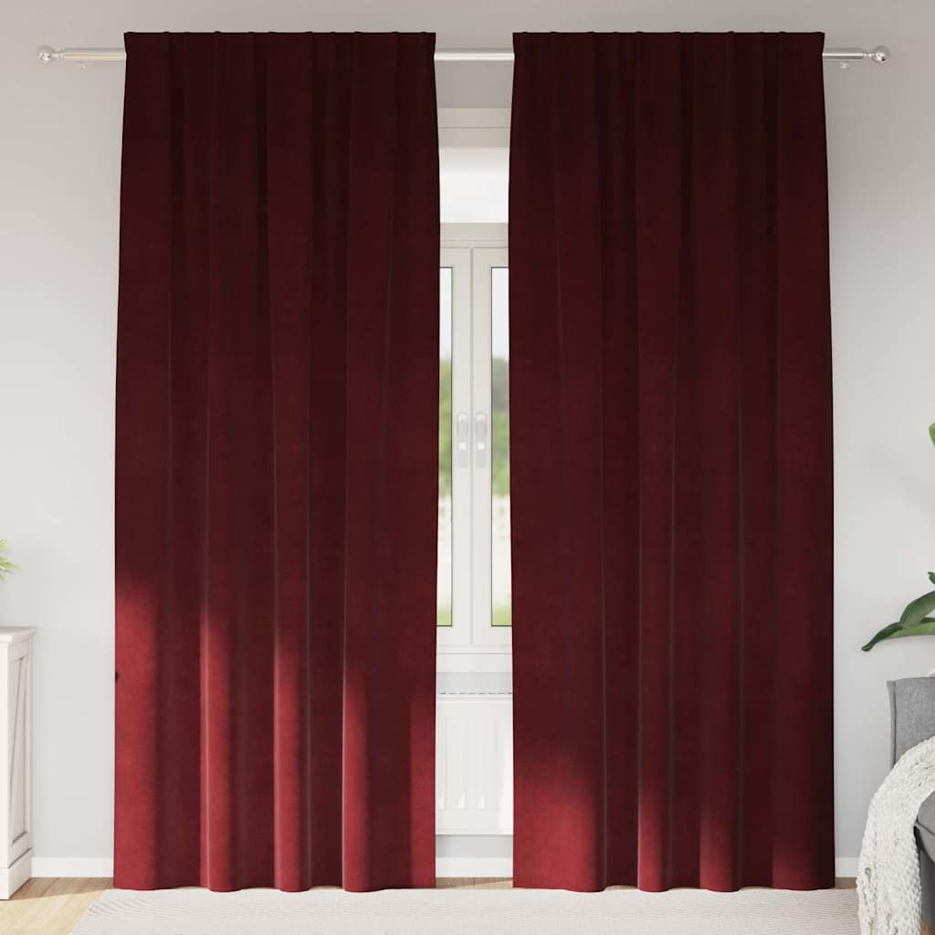vidaXL Verdunkelungsvorhänge 2 pcs Weinrot 140 x 225 cm Samt