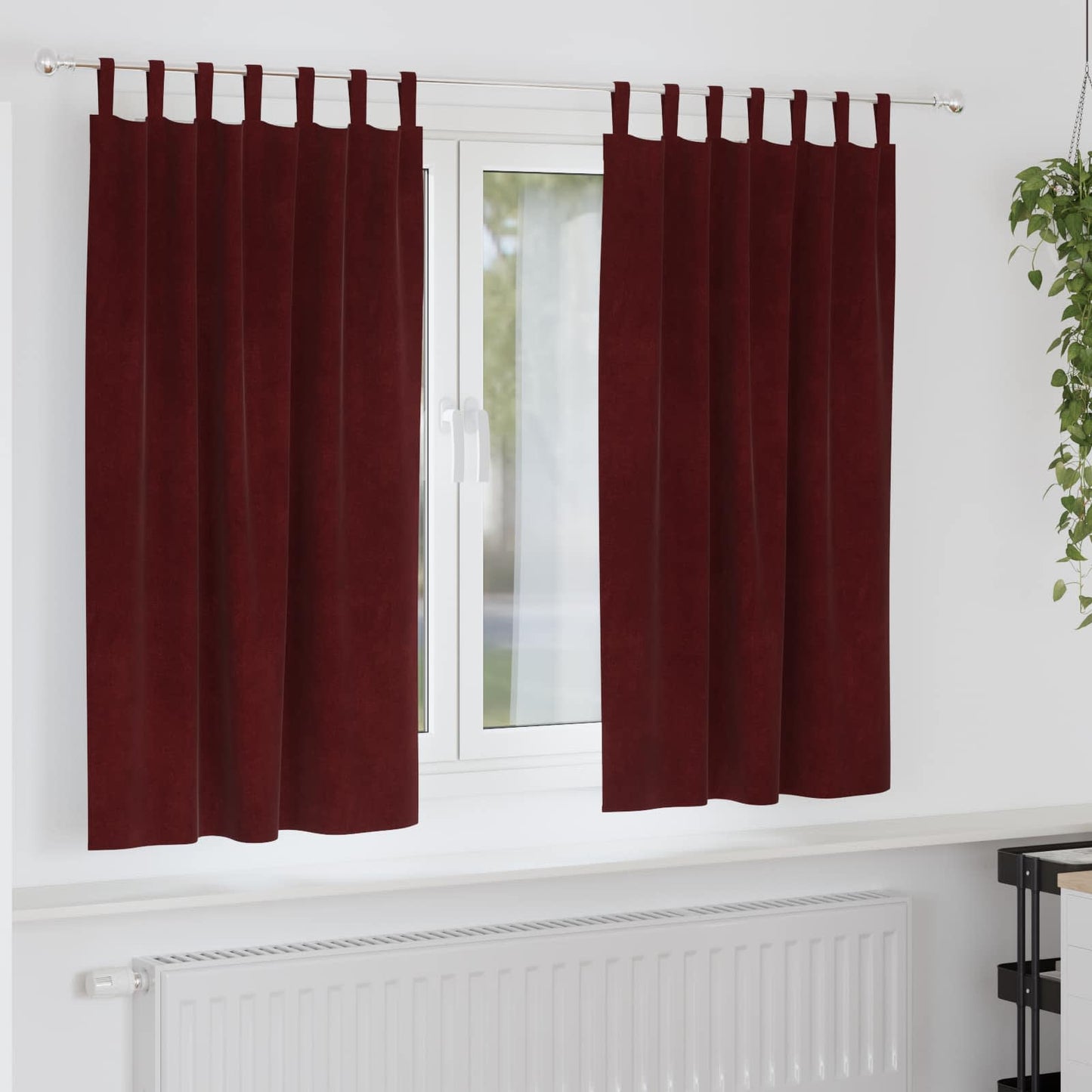 vidaXL Verdunkelungsvorhänge 2 pcs Weinrot 140 x 175 cm Samt