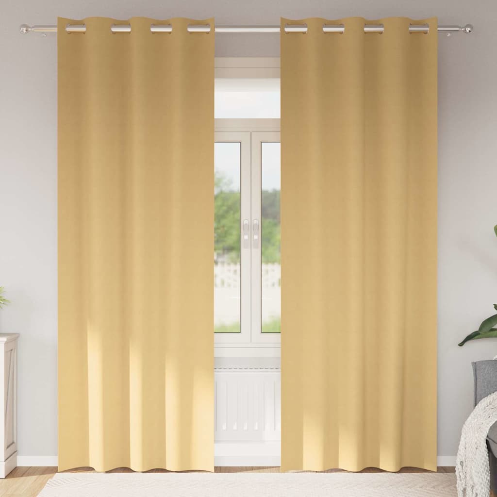 vidaXL Verdunkelungs-Vorhänge mit Ringen 2 pcs Beige 260 x 140 cm