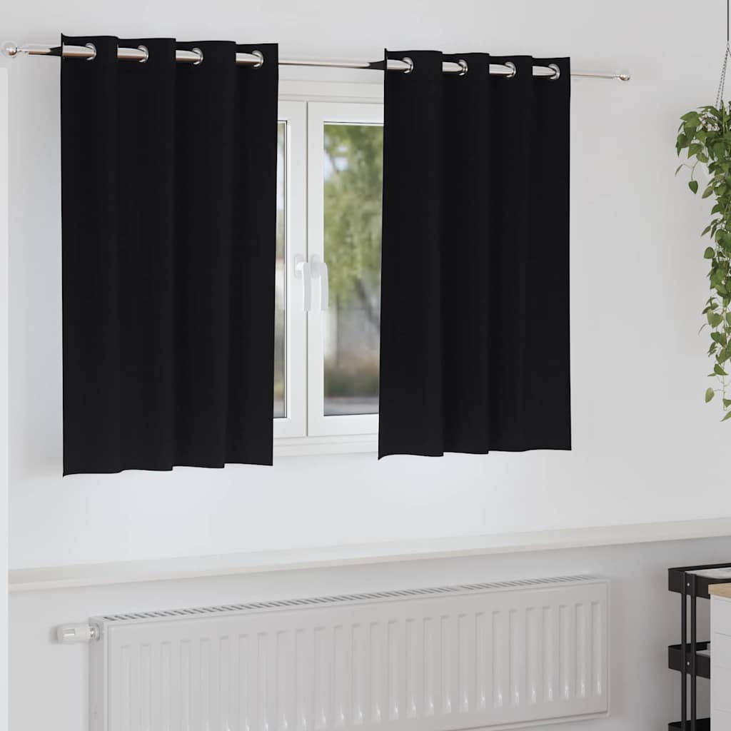 vidaXL Verdunkelungs-Vorhänge mit Ringen 2 pcs Schwarz 140 x 140 cm