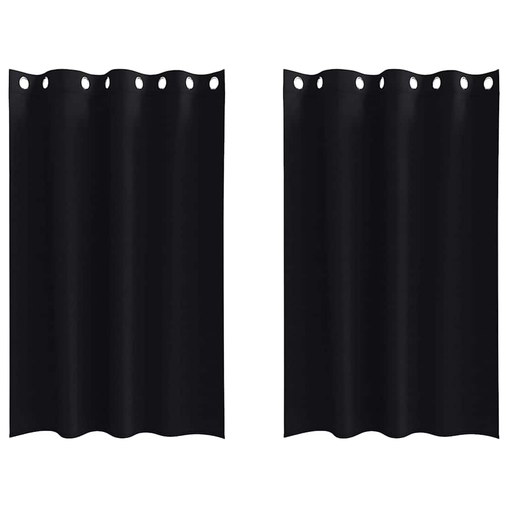 vidaXL Verdunkelungs-Vorhänge mit Ringen 2 pcs Schwarz 175 x 140 cm