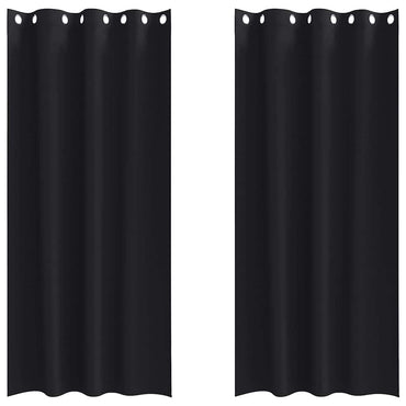 vidaXL Verdunkelungs-Vorhänge mit Ringen 2 pcs Schwarz 225 x 140 cm