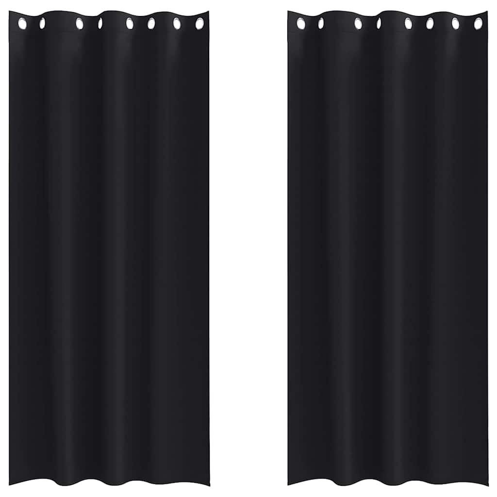 vidaXL Verdunkelungs-Vorhänge mit Ringen 2 pcs Schwarz 245 x 140 cm