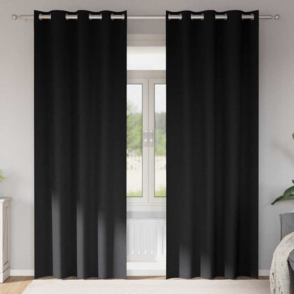 vidaXL Verdunkelungs-Vorhänge mit Ringen 2 pcs Schwarz 260 x 140 cm