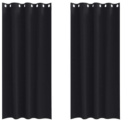vidaXL Verdunkelungs-Vorhänge mit Ringen 2 pcs Schwarz 260 x 140 cm
