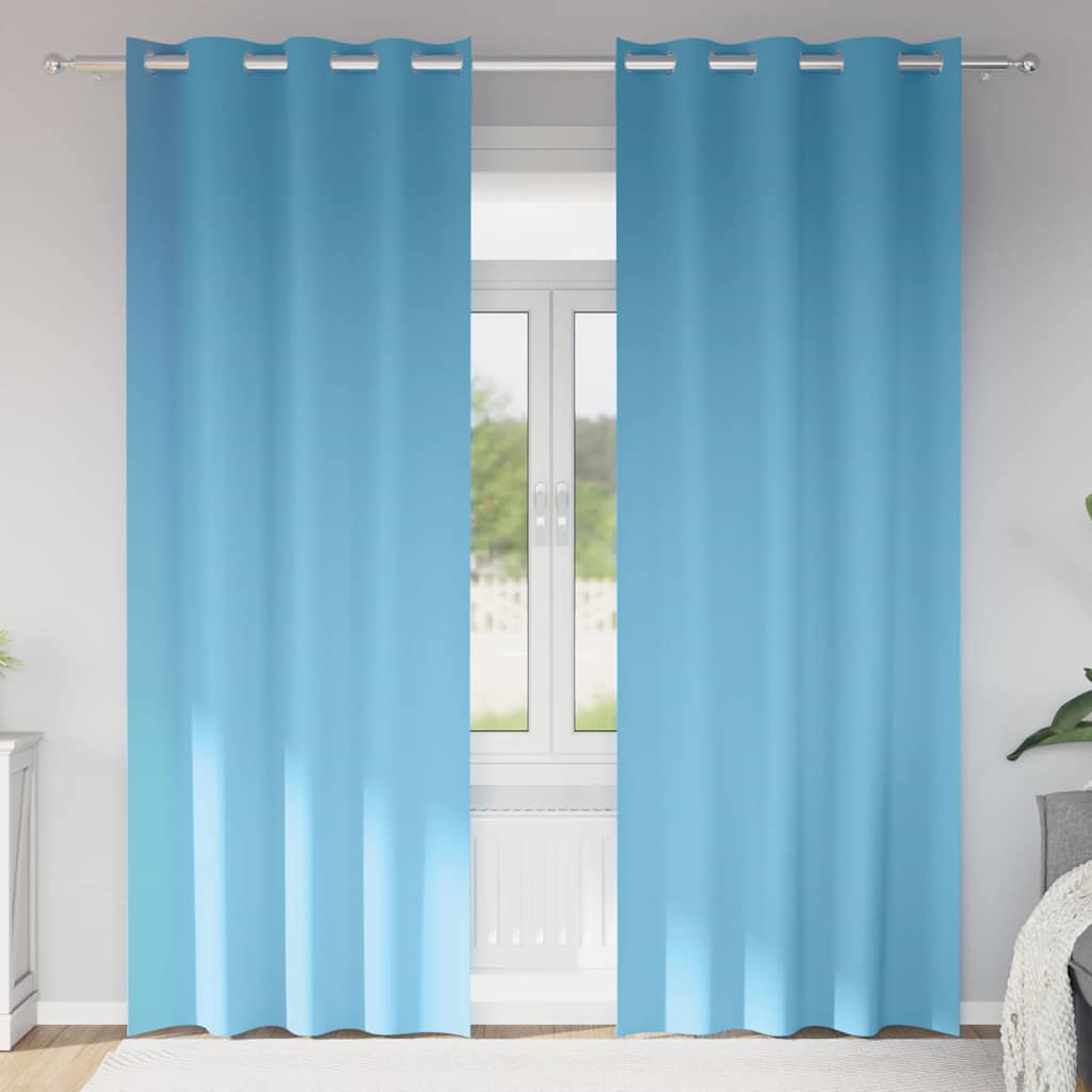 vidaXL Verdunkelungs-Vorhänge mit Ringen 2 pcs Himmelblau 225 x 140 cm
