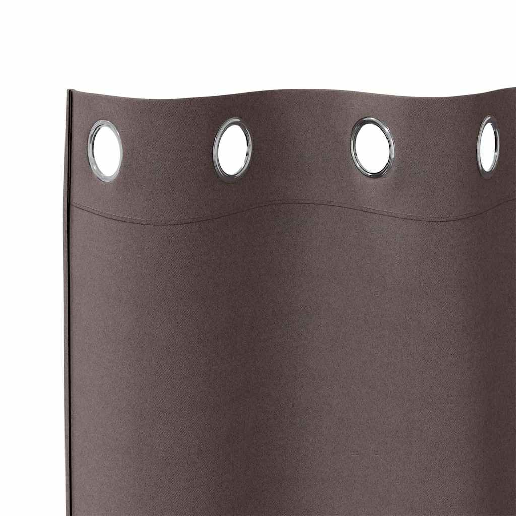 vidaXL Verdunkelungs-Vorhänge mit Ringen 2 pcs Dunkelbraun