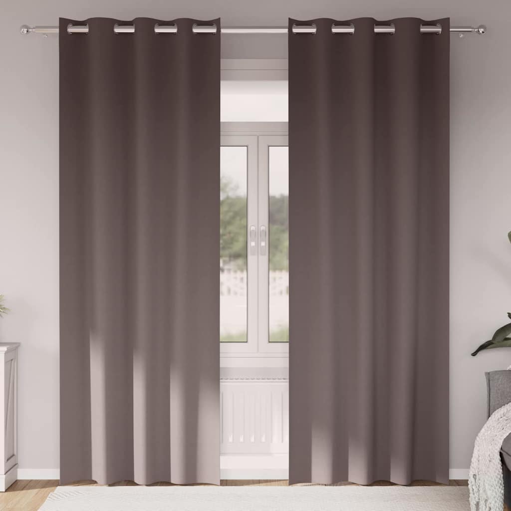 vidaXL Verdunkelungs-Vorhänge mit Ringen 2 pcs Dunkelbraun