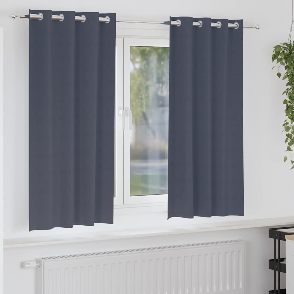 vidaXL Verdunkelungs-Vorhänge mit Ringen 2 pcs Anthrazit 175 x 140 cm