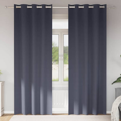 Verdunkelungs-Vorhänge mit Ringen 2 pcs Anthrazit 225 x 140 cm