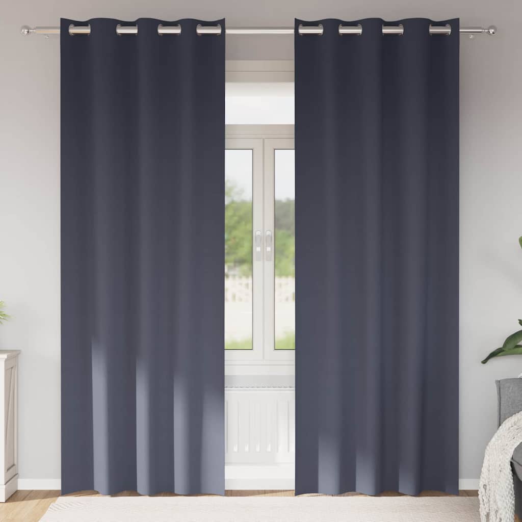 vidaXL Verdunkelungs-Vorhänge mit Ringen 2 pcs Anthrazit 260 x 140 cm