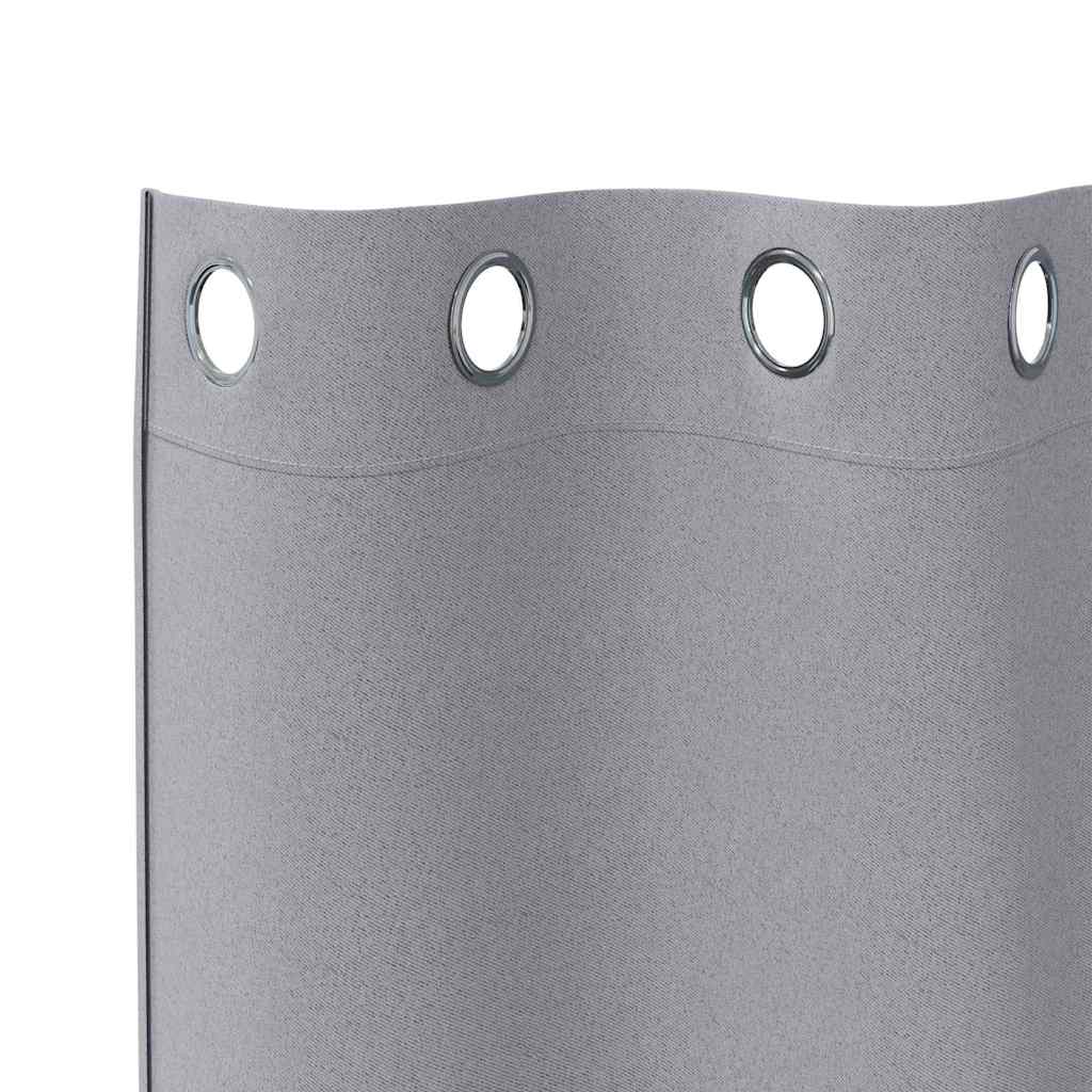 vidaXL Verdunkelungs-Vorhänge mit Ringen 2 pcs Hellgrau 175 x 140 cm