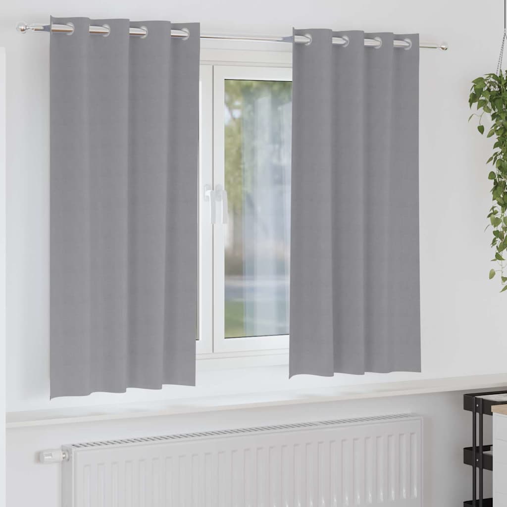 vidaXL Verdunkelungs-Vorhänge mit Ringen 2 pcs Hellgrau 175 x 140 cm