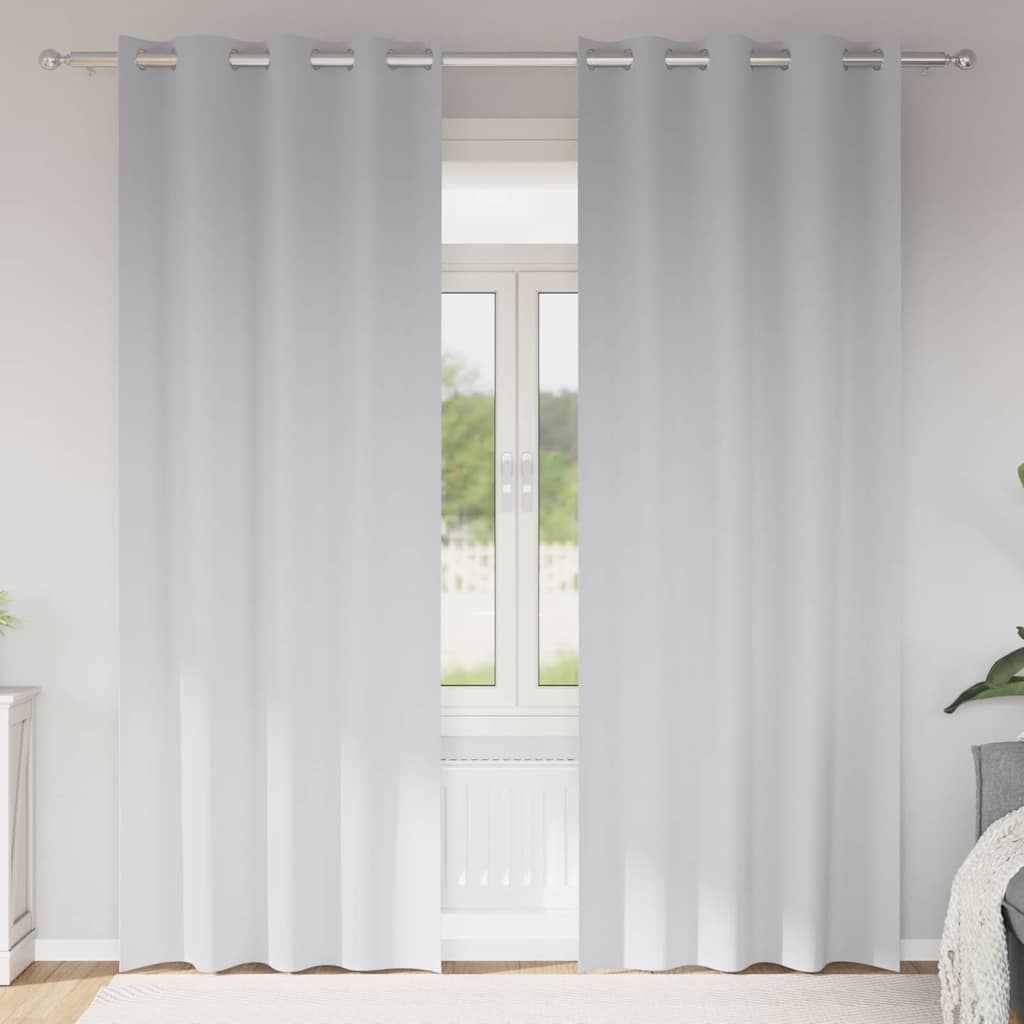 vidaXL Verdunkelungs-Vorhänge mit Ringen 2 pcs Helles Grau