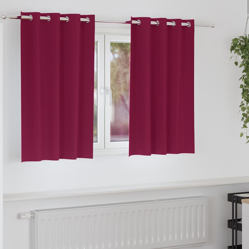 vidaXL Verdunkelungs-Vorhänge mit Ringen 2 pcs Weinrot 140 x 140 cm