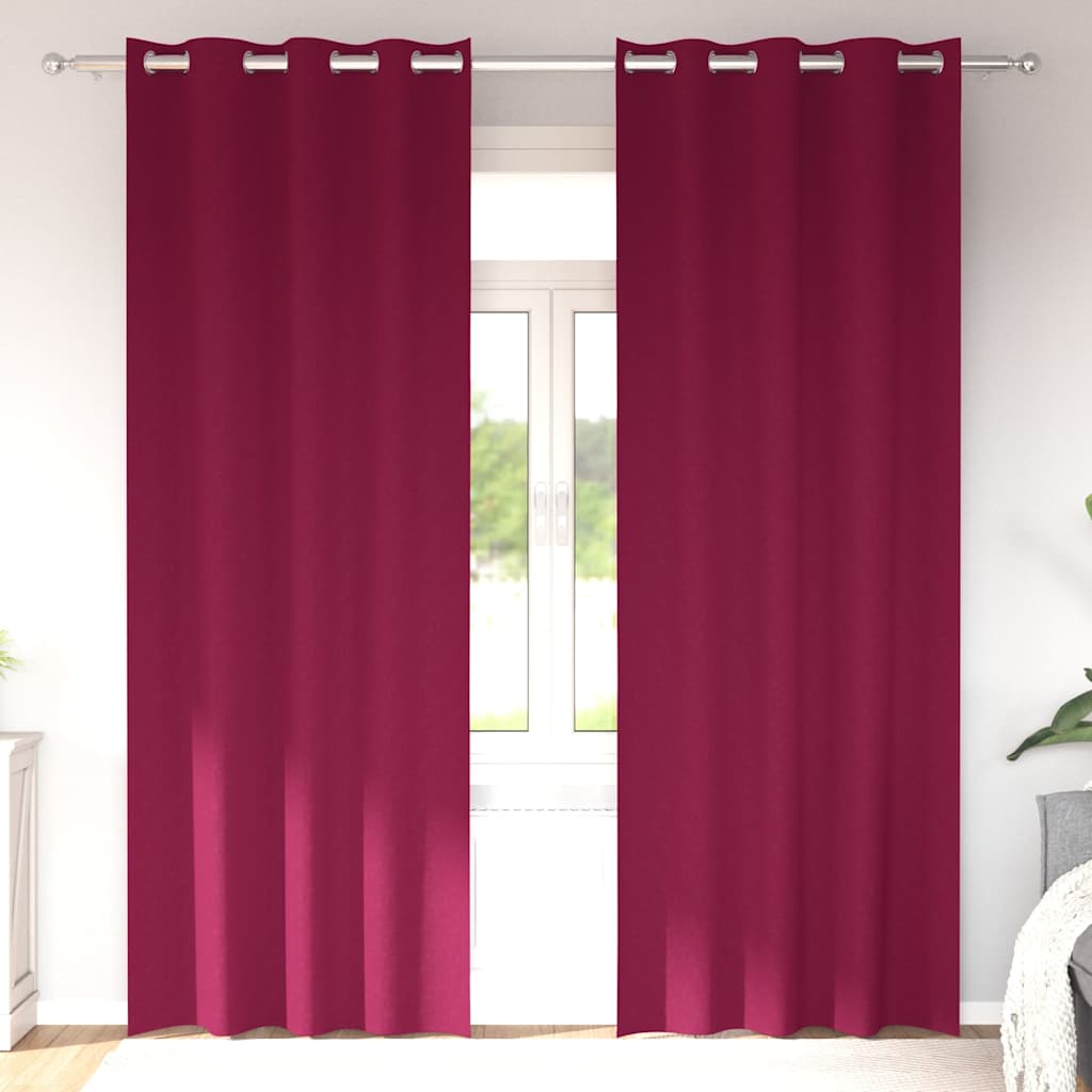 vidaXL Verdunkelungs-Vorhänge mit Ringen 2 pcs Weinrot 245 x 140 cm