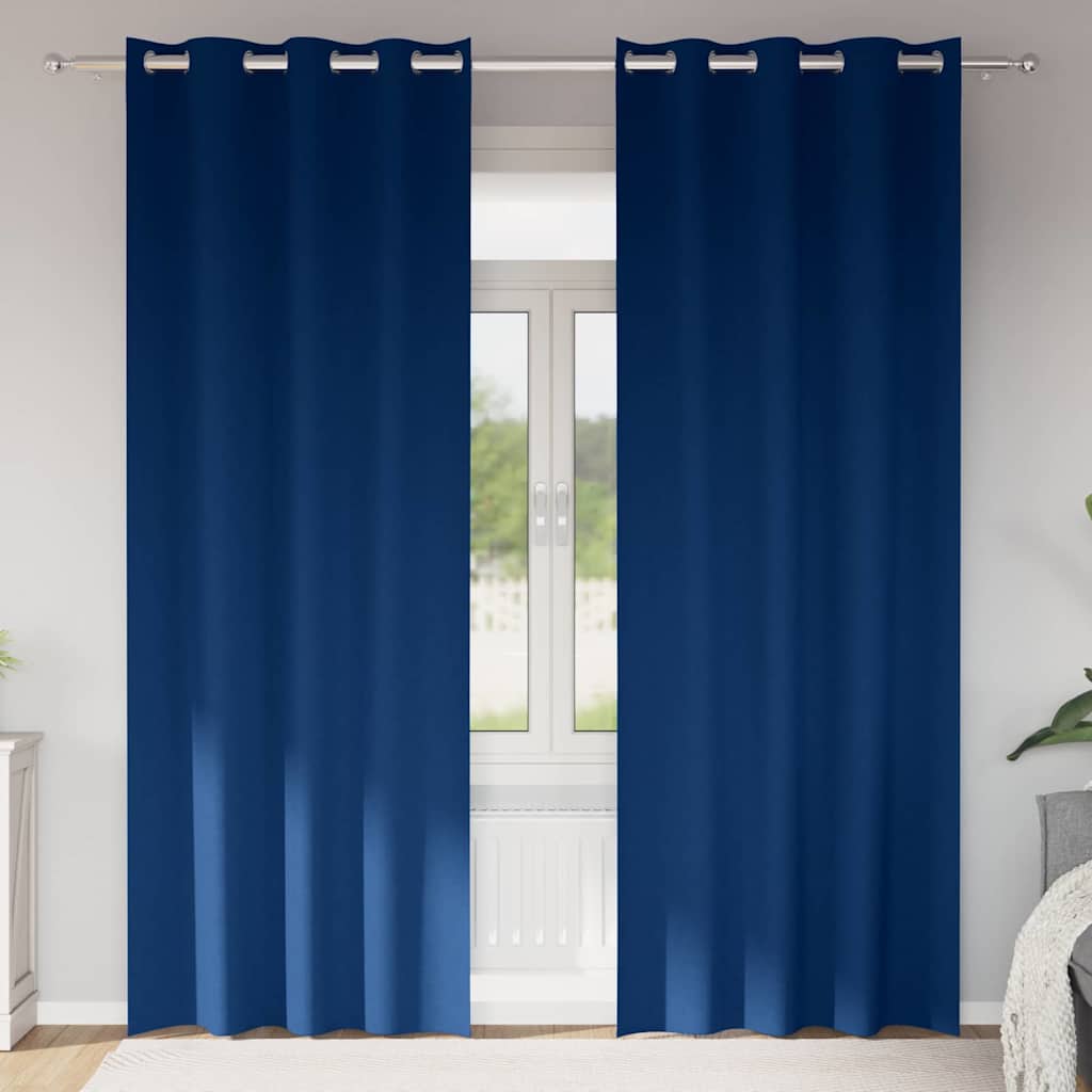 Verdunkelungs-Vorhänge mit Ringen 2 pcs Dunkelblau 245 x 140 cm